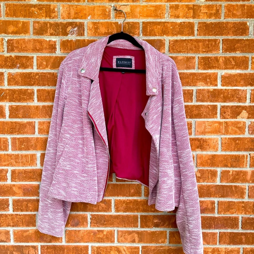 ELOQUII Women’s Plus Knit Moro Jacket Heather Red Size 26/28 with Pockets - Picture 1 of 10